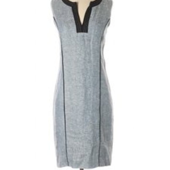 Ellen Tracy blue linen sheath dress 2 - Picture 3 of 3